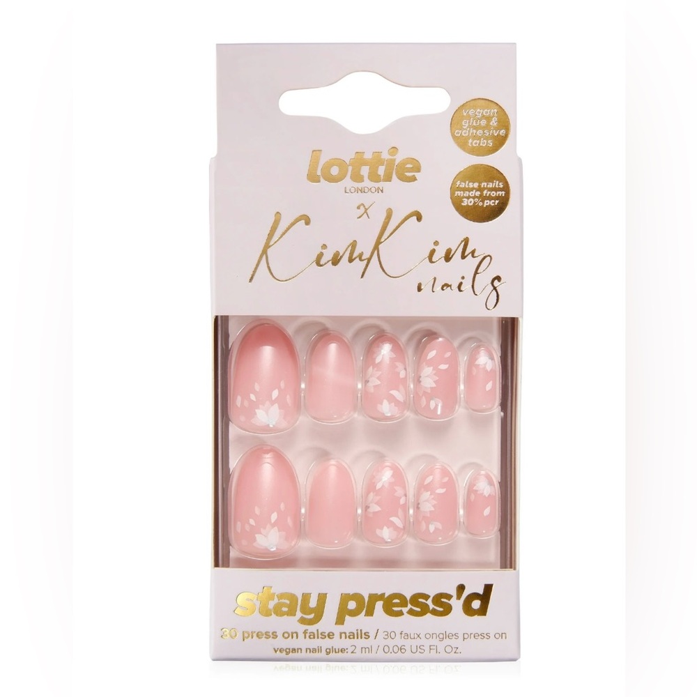 Lottie x Kim Kim Press on Nails Glazed and Unfazed, Almond Shape, Floral Design